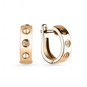 Золотые серьги GRIGORIEV с бриллиантом Г02-01-0561-11-00 фото