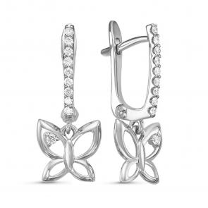 Серебряные серьги GRIGORIEV с фианитом Г02-10-0007-41-00 фото