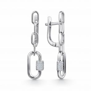 Серебряные серьги GRIGORIEV с фианитом Г02-10-01017-41-00-1 фото