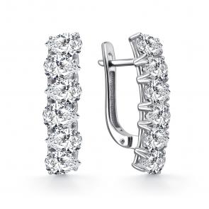 Серебряные серьги GRIGORIEV с фианитом Г02-10-01245-41-00 фото