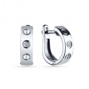 Серебряные серьги GRIGORIEV с фианитом Г02-10-0561-41-00 фото