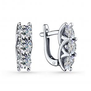 Серебряные серьги GRIGORIEV с фианитом Г02-10-0817-41-00 фото