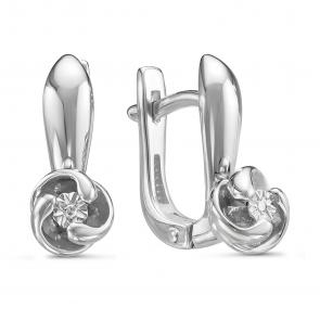 Серебряные серьги GRIGORIEV с бриллиантом Г02-10-5301(с) фото