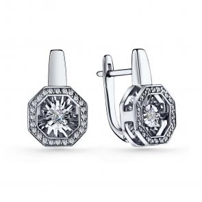 Серебряные серьги GRIGORIEV с фианитом Г02-10-5628-41-00 фото