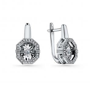 Серебряные серьги GRIGORIEV с фианитом Г02-10-5630-41-00 фото