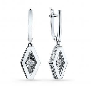 Серебряные серьги GRIGORIEV с фианитом Г02-10-5746-41-00 фото