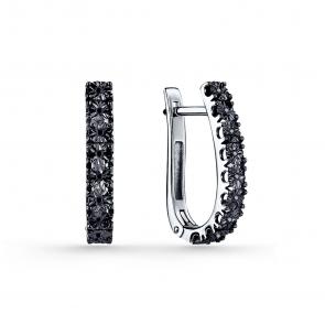 Серебряные серьги GRIGORIEV с чёрным бриллиантом Г02-10-5860-12-00 фото