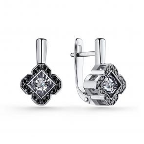 Серебряные серьги GRIGORIEV с фианитом Г02-10-5904-43-00 фото