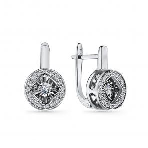 Серебряные серьги GRIGORIEV с фианитом Г02-10-5924-41-00 фото