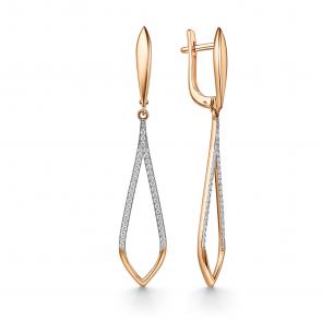 Золотые серьги GRIGORIEV с фианитом Г02-11-01143-41-00-1 фото