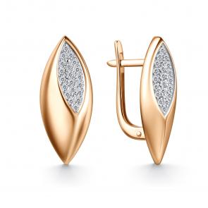 Золотые серьги GRIGORIEV с фианитом Г02-11-01183-41-00 фото