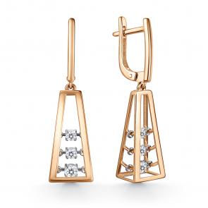 Золотые серьги GRIGORIEV с фианитом Г02-11-51158-41-00-1 фото