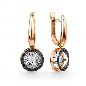 Золотые серьги GRIGORIEV с бриллиантом и чёрным бриллиантом Г02-11-5478-13-00 фото