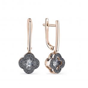 Золотые серьги GRIGORIEV с бриллиантом и чёрным бриллиантом Г02-11-5891-13-00-1 фото