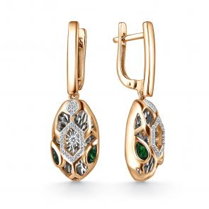 Золотые серьги GRIGORIEV с бриллиантом и изумрудом Г02-11-5942-31-01-1 фото
