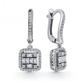 Серьги из белого золота GRIGORIEV с бриллиантом Г02-12-01095-11-00-1 фото