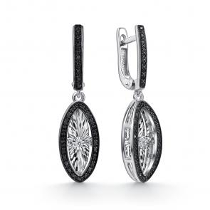 Серьги из белого золота GRIGORIEV с бриллиантом и чёрным бриллиантом Г02-12-51241-13-00-1 фото