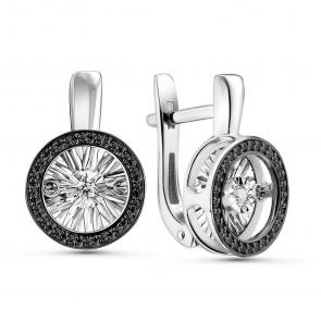Серьги из белого золота GRIGORIEV с бриллиантом и чёрным бриллиантом Г02-12-5478-13-00-1 фото