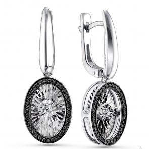 Серьги из белого золота GRIGORIEV с бриллиантом и чёрным бриллиантом Г02-12-5498-13-00 фото