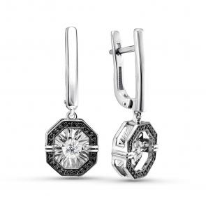 Серьги из белого золота GRIGORIEV с бриллиантом и чёрным бриллиантом Г02-12-5630-13-00-1 фото