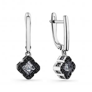 Серьги из белого золота GRIGORIEV с бриллиантом и чёрным бриллиантом Г02-12-5904-13-00-1 фото