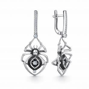 Серьги из белого золота GRIGORIEV с бриллиантом и чёрным бриллиантом Г02-12-5954-13-00-2 фото