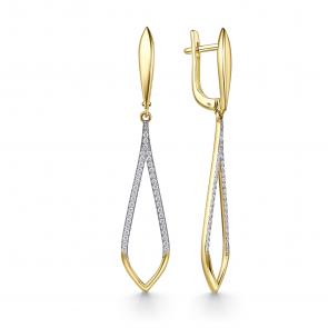 Серьги из лимонного золота GRIGORIEV с фианитом Г02-13-01143-41-00-1 фото