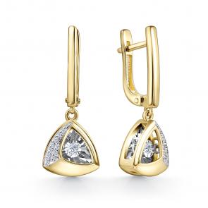 Серьги из лимонного золота GRIGORIEV с бриллиантом Г02-13-51027-31-00-1 фото