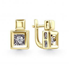 Серьги из лимонного золота GRIGORIEV с бриллиантом Г02-13-51128-11-00 фото