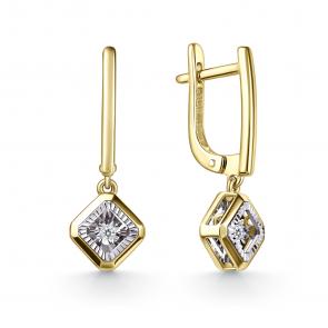 Серьги из лимонного золота GRIGORIEV с бриллиантом Г02-13-51197-11-00-1 фото