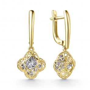 Серьги из лимонного золота GRIGORIEV с бриллиантом Г02-13-51250-11-00-1 фото