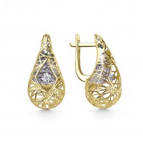 Серьги из лимонного золота GRIGORIEV с бриллиантом Г02-13-51257-11-00-1 фото