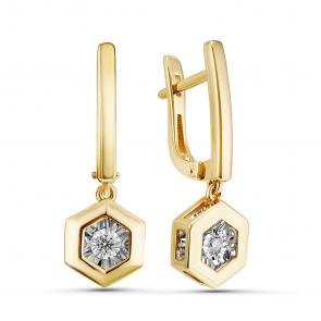 Серьги из лимонного золота GRIGORIEV с бриллиантом Г02-13-5745-11-00 фото