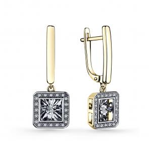 Серьги из лимонного золота GRIGORIEV с бриллиантом Г02-13-5890-31-00-1 фото