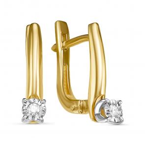 Серьги из лимонного золота GRIGORIEV с бриллиантом Г02-16-5309 фото