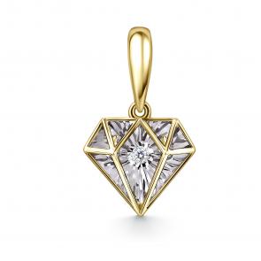 Подвеска из лимонного золота GRIGORIEV с бриллиантом Г03-13-51196-11-00 фото