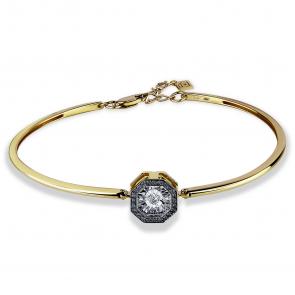 Браслет из лимонного золота GRIGORIEV с бриллиантом и чёрным бриллиантом Г09-13-5628-33-00 фото