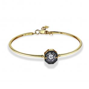 Браслет из лимонного золота GRIGORIEV с бриллиантом и чёрным бриллиантом Г09-13-5630-33-00 фото