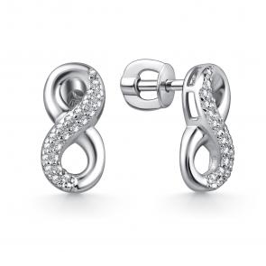 Серебряные серьги GRIGORIEV с фианитом Г12-10-01021-41-00 фото