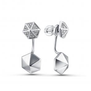 Серебряные серьги GRIGORIEV с фианитом Г12-10-0649-41-00 фото