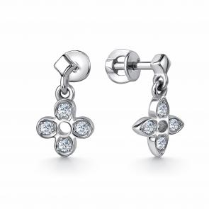 Серебряные серьги GRIGORIEV с фианитом Г12-10-0961-41-00 фото