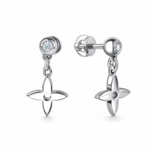 Серебряные серьги GRIGORIEV с фианитом Г12-10-0963-41-00-1 фото