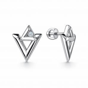 Серебряные серьги GRIGORIEV с фианитом Г12-10-0966-41-00 фото