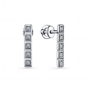 Серебряные серьги GRIGORIEV с фианитом Г12-10-0972-41-00 фото