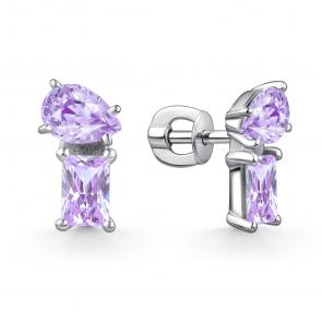 Серебряные серьги GRIGORIEV с фианитом Г12-10-0990-44-00 фото