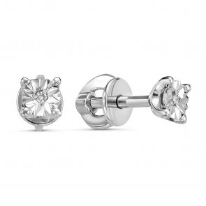 Серебряные серьги GRIGORIEV с бриллиантом Г12-10-5007(с) фото