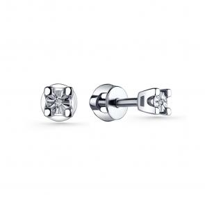 Серебряные серьги GRIGORIEV с бриллиантом Г12-10-5395(с) фото