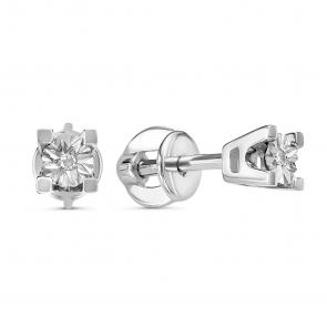 Серебряные серьги GRIGORIEV с бриллиантом Г12-10-5400(с) фото