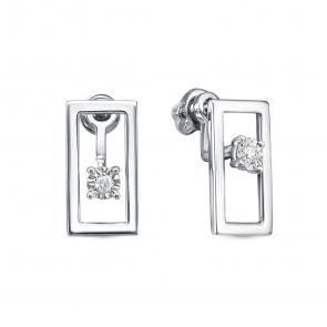 Серебряные серьги GRIGORIEV с фианитом Г12-10-5473(с) фото