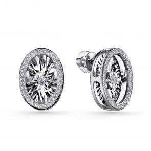 Серебряные серьги GRIGORIEV с фианитом Г12-10-5498-41-00 фото